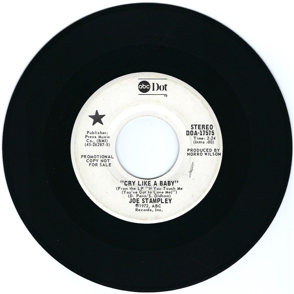 Joe Stampley Promo 45 Cry Like A Baby / Same VG+ Country '72 Hit
